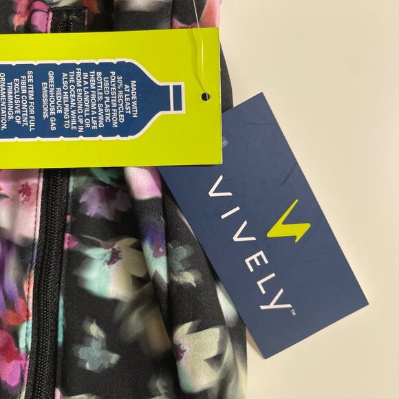 Vively Womens Skort 3X Black Floral Print With Zipper Pocket Stretch Material - Picture 7 of 10